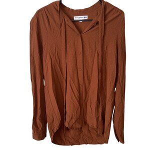 Ines De La Fressange Uniqlo Small  Brown Polka Dot Button-Up Blouse Top Rayon